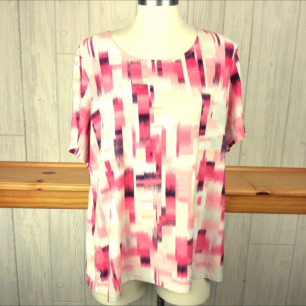 JM Collection Textured Dressy Geometric Career Top